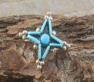 Zuni Native American Petit Point Star Ring- sz 5